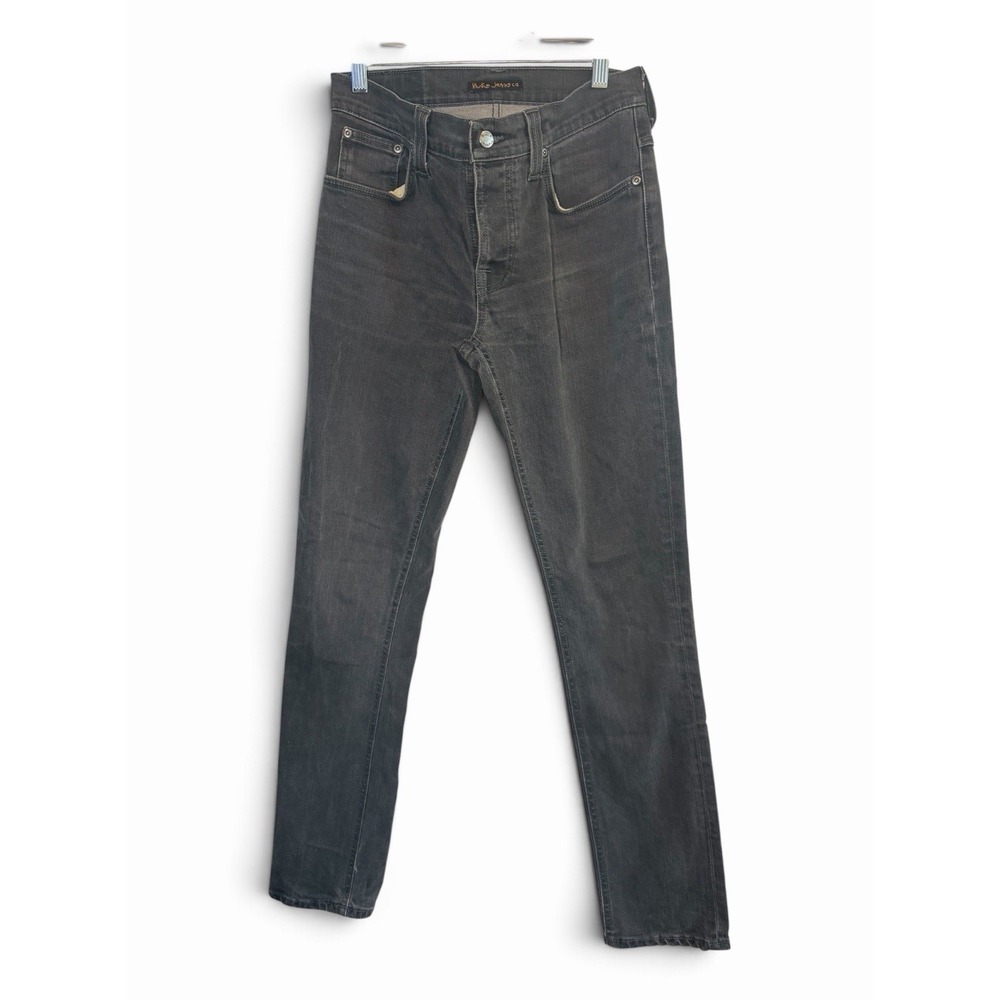 Nudie Jeans Grim Tim Black Mist W31 L34 Slim Straight Organic Cotton Denim Mens